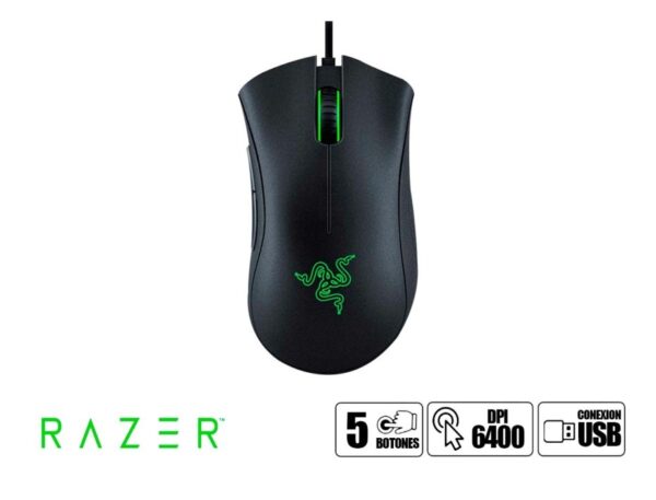 MOUSE RAZER DEATHADDER ESSENTIAL, GAMING, SENSOR HASTA 6,400 DPI, CON 5 BOTONES PROGRAMABLES, COEXION USB, NEGRO - Imagen 2