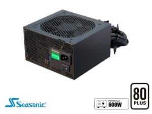 FUENTE DE PODER SEASONIC 600W ATX, 80 PLUS, WHITE NO MODULAR, COLOR NEGRO (SSR-600RA)