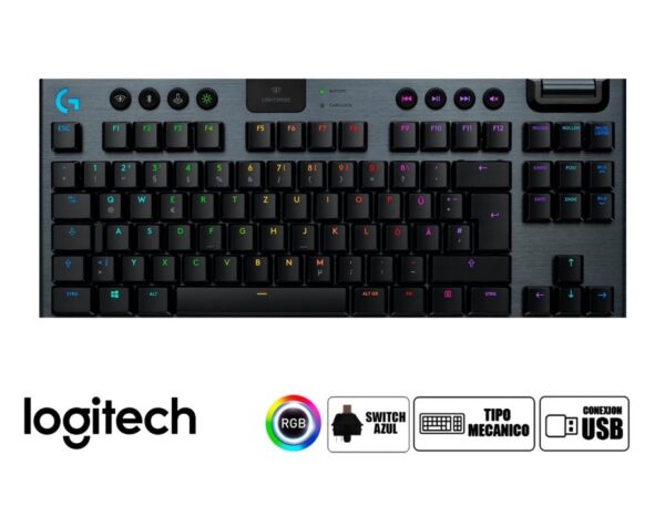 TECLADO LOGITECH INALAMBRICO GAMING MECANICO G915 TKL | LED- RG | |SWITCH BROWN