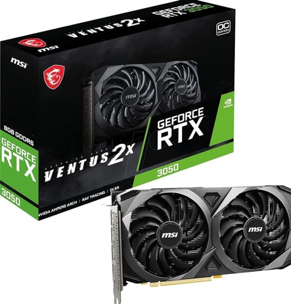 MSI Geforce RTX 3050 Ventus 2X - Tarjeta de video, 8 gb, Gddr6, 128 bits,