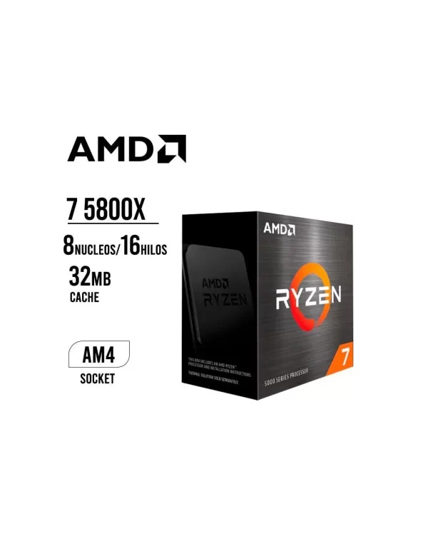 PROCESADOR AMD RYZEN 7 5800X AM4, 3.8GHZ - 36MB, 8 NUCLEOS