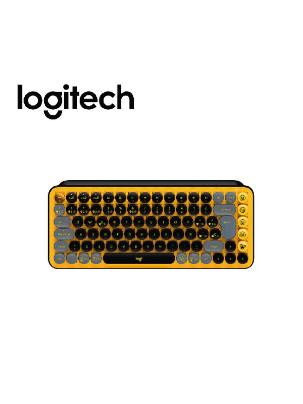 TECLADO MECANICO LOGITECH POP KEYS WIRELESS/BT, BLACK/YELLOW