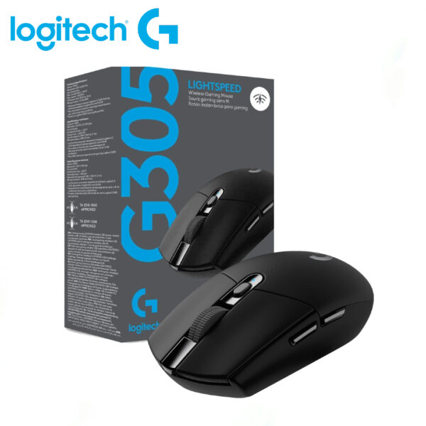 MOUSE INALAMBRICO LOGITECH LIGHTSPEED G305 GAMING, HASTA 12.000 DPI, CON RECEPTOR USB, DISEÑO ERGONOMICO, 6 BOTONES, BLACK