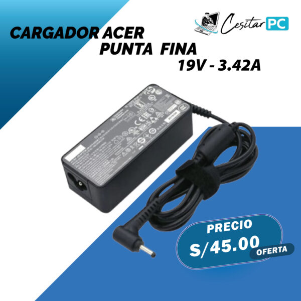 CARGADOR PARA LAPTOP ACER PUNTA FINA 19V-3.42A