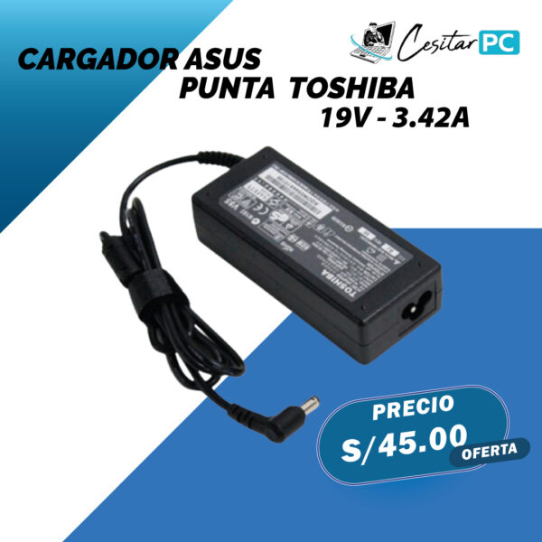 CARGADOR PARA LAPTOP ASUS PUNTA TOSHIBA 19V-3.42A