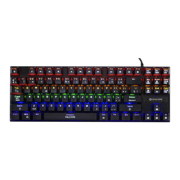 TECLADO MECANICO ENKORE FALCON 87 ENK-1005 RAINBOW (SW-AZUL) NEGRO