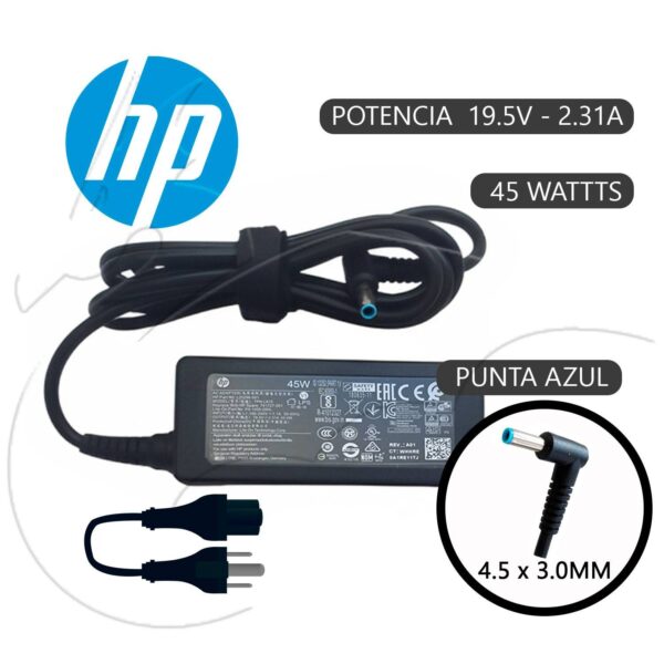 Cargador Laptop HP ( Punta Azul ) 19.5v - 2.31A - 45W