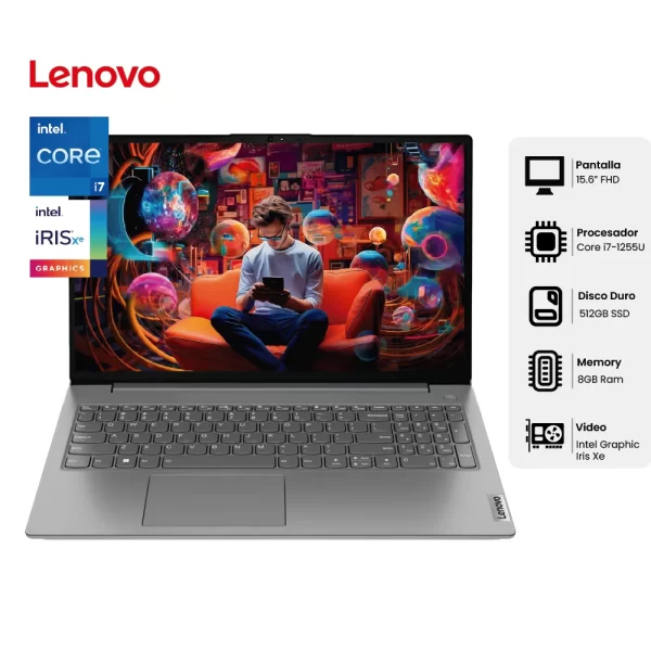 LAPTOP LENOVO V15 G3 IAP, Ci7-1255U, 8GB DDR4, SSD 512GB, 15.6" FHD, FREE DOS