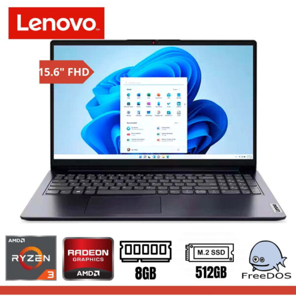 LAPTOP LENOVO IDEAPAD 1 15AMN7, AMD RYZEN 3 7320U, 8GB DDR5, SSD 512GB, 15.6" FHD