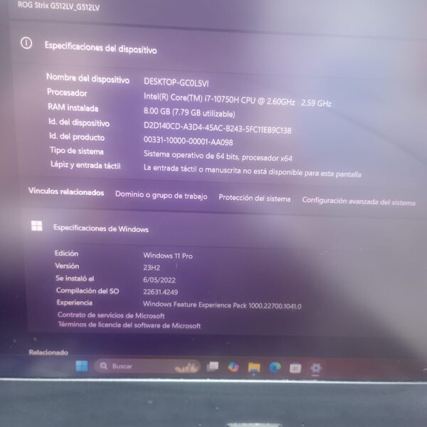 LAPTOPS ASUS ROC STRIX  MODELO (G512L) - Imagen 5